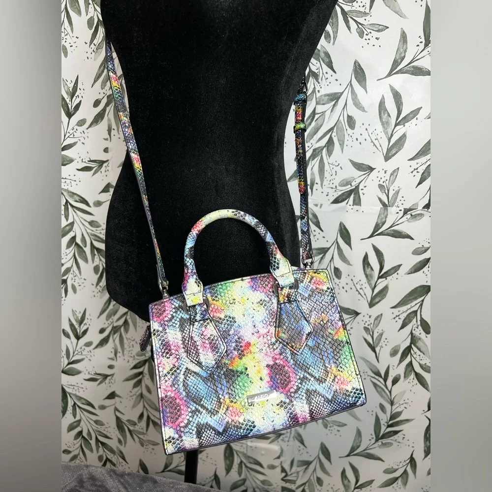 Aldo Maroubra multi-colored crocodile-embossed mini tote Crossover handbag